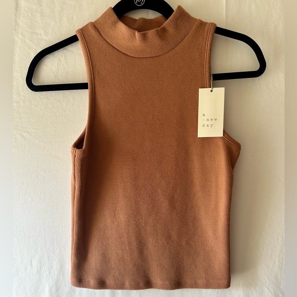 NWT A New Day Mock Neck Knit Tank Rust Color Size XS
